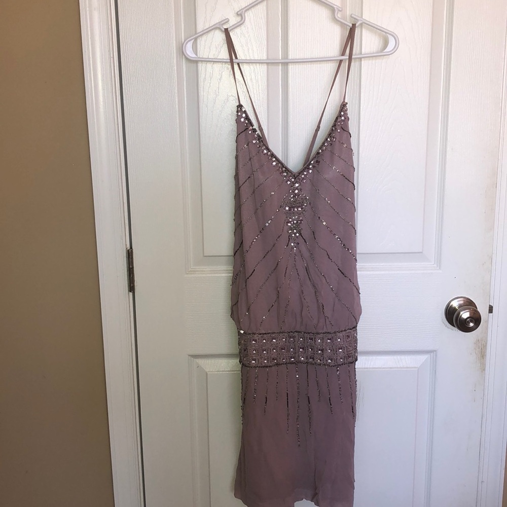 Gorgeous beaded Sue Wong silk dress